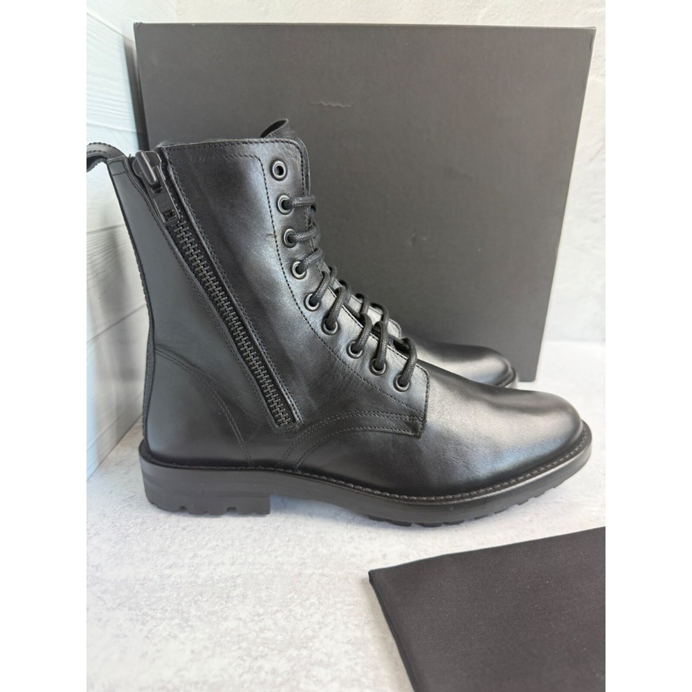 The Kooples Men's Ranger Black Leather Lace-Up Combat Boots Zippers FR 41/US 7 - Picture 2 of 16